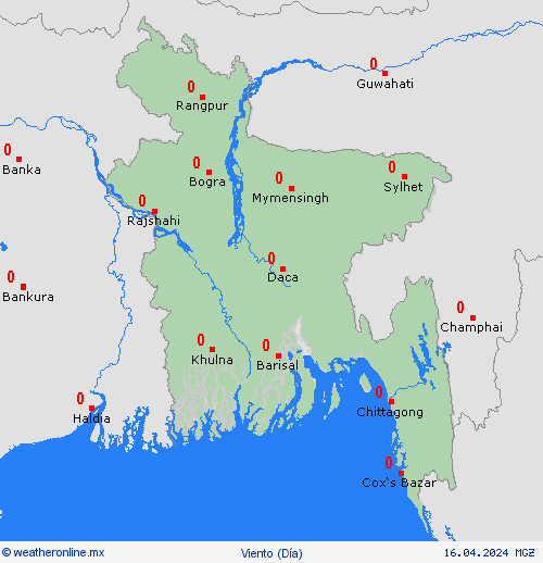 viento Bangladés Asia Mapas de pronósticos