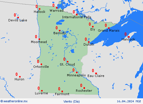viento Minnesota Norteamérica Mapas de pronósticos