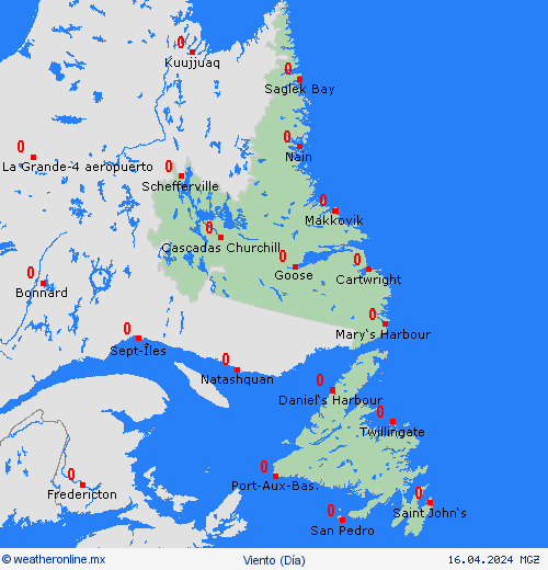 viento Isla de Terranova Norteamérica Mapas de pronósticos
