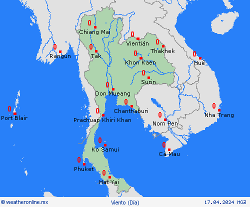viento Tailandia Asia Mapas de pronósticos