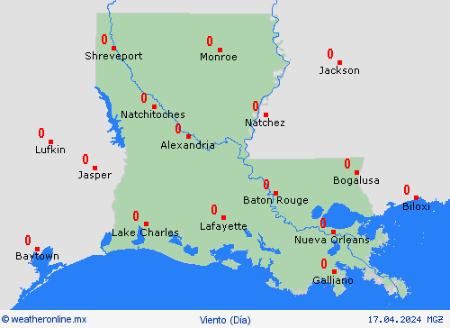 viento Luisiana Norteamérica Mapas de pronósticos