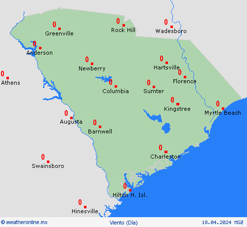 viento Carolina del Sur Norteamérica Mapas de pronósticos