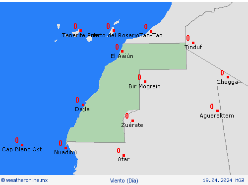 viento Sahara Occidental África Mapas de pronósticos