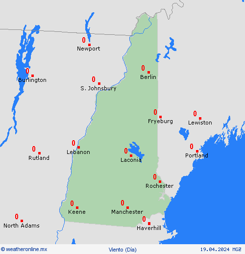 viento Nuevo Hampshire Norteamérica Mapas de pronósticos