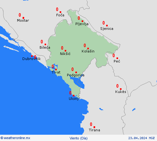 viento Montenegro Europa Mapas de pronósticos