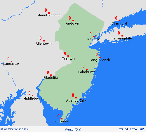 viento Nueva Jersey Norteamérica Mapas de pronósticos