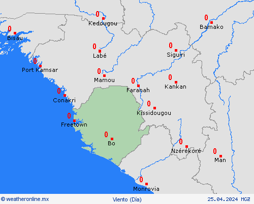 viento Sierra Leona África Mapas de pronósticos