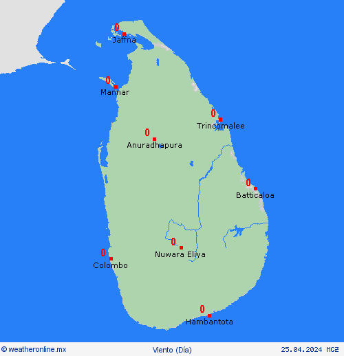 viento Sri Lanka Asia Mapas de pronósticos