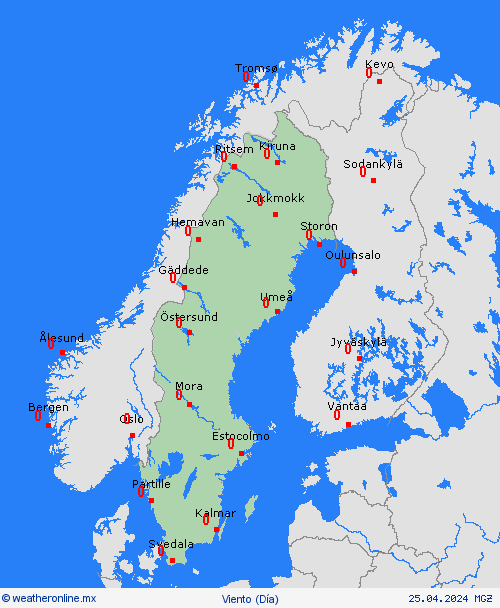 viento Suecia Europa Mapas de pronósticos
