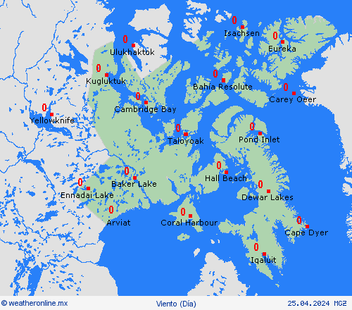 viento Nunavut Norteamérica Mapas de pronósticos