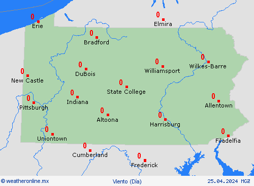 viento Pensilvania Norteamérica Mapas de pronósticos