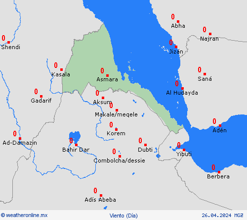 viento Eritrea África Mapas de pronósticos