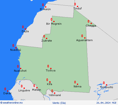 viento Mauritania África Mapas de pronósticos