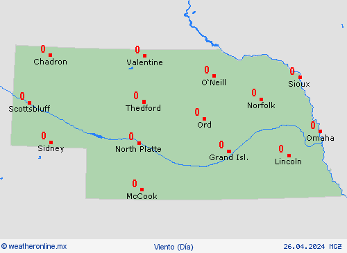 viento Nebraska Norteamérica Mapas de pronósticos