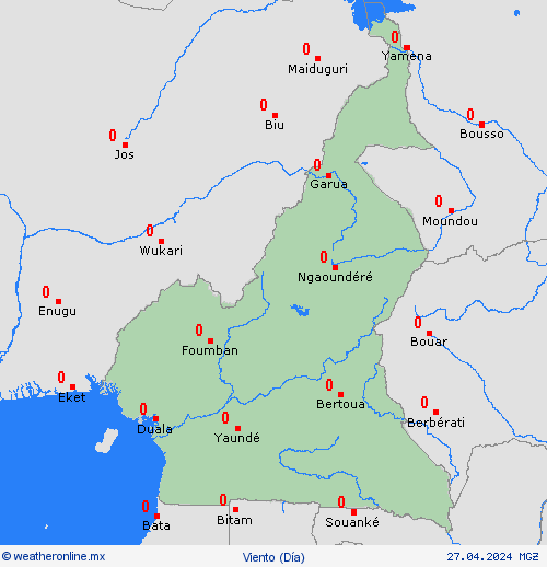viento Camerún África Mapas de pronósticos