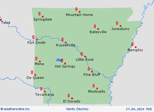 viento Arkansas Norteamérica Mapas de pronósticos