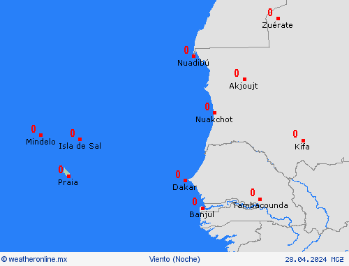 viento Cabo Verde África Mapas de pronósticos