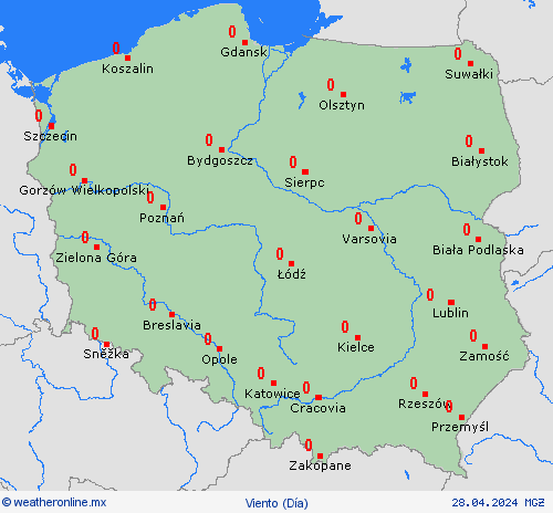 viento Polonia Europa Mapas de pronósticos