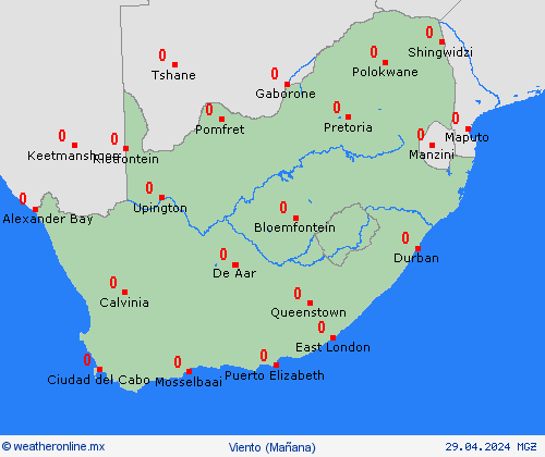 viento Sudáfrica África Mapas de pronósticos