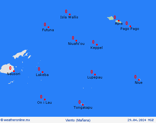 viento Samoa Oceanía Mapas de pronósticos