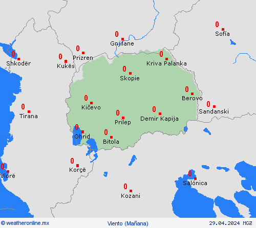 viento Macedonia del Norte Europa Mapas de pronósticos