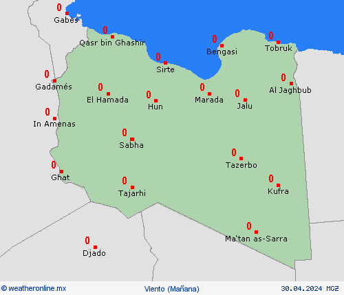 viento Libia África Mapas de pronósticos