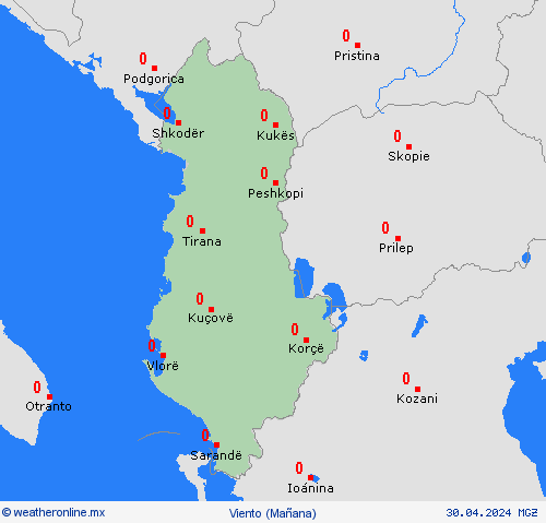 viento Albania Europa Mapas de pronósticos