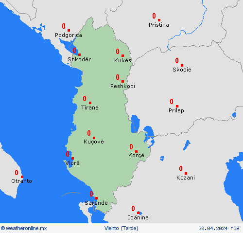 viento Albania Europa Mapas de pronósticos