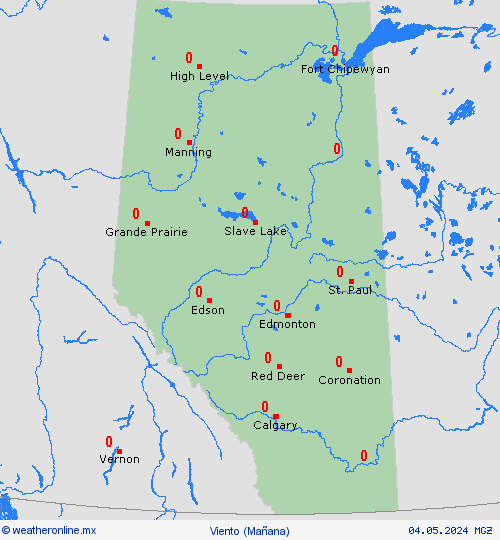 viento Alberta Norteamérica Mapas de pronósticos