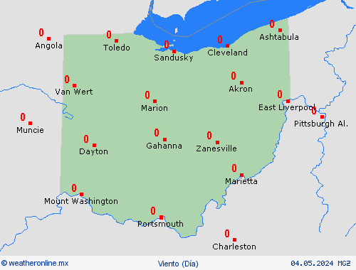 viento Ohio Norteamérica Mapas de pronósticos