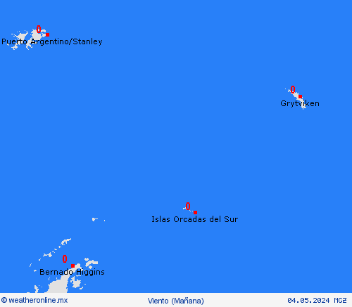 viento Islas Orcadas del Sur Suramérica Mapas de pronósticos