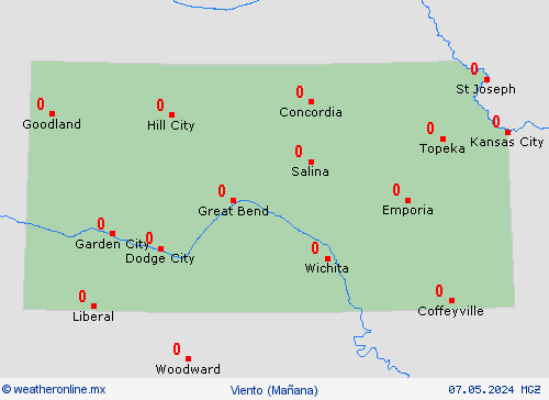 viento Kansas Norteamérica Mapas de pronósticos