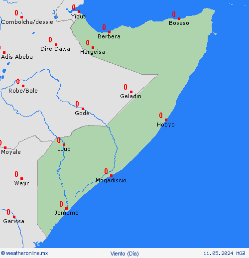 viento Somalia África Mapas de pronósticos
