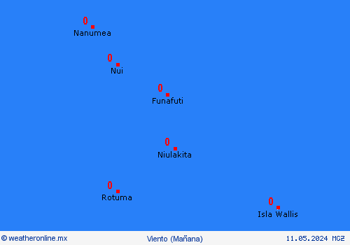 viento Tuvalu Oceanía Mapas de pronósticos