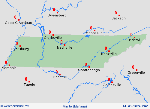 viento Tennessee Norteamérica Mapas de pronósticos