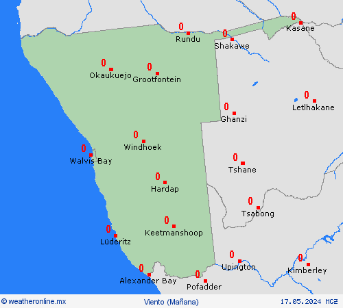 viento Namibia África Mapas de pronósticos