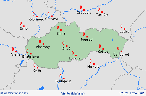 viento Eslovaquia Europa Mapas de pronósticos