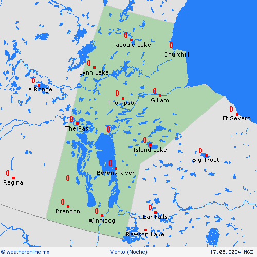 viento Manitoba Norteamérica Mapas de pronósticos