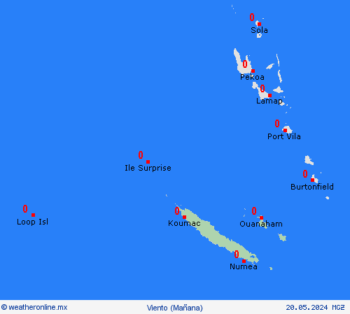 viento Nueva Caledonia Oceanía Mapas de pronósticos